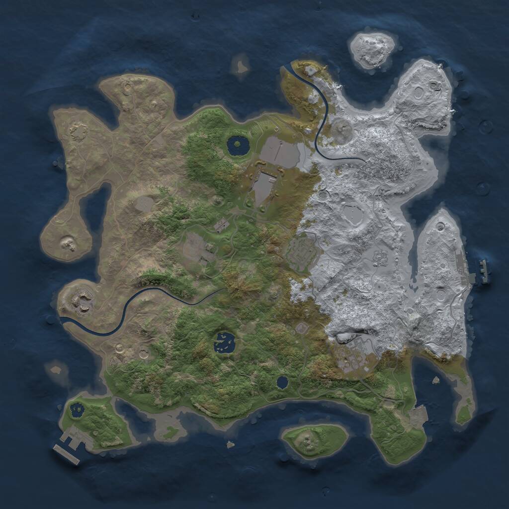 Rust Map: Procedural Map, Size: 3500, Seed: 961765592, 12 Monuments