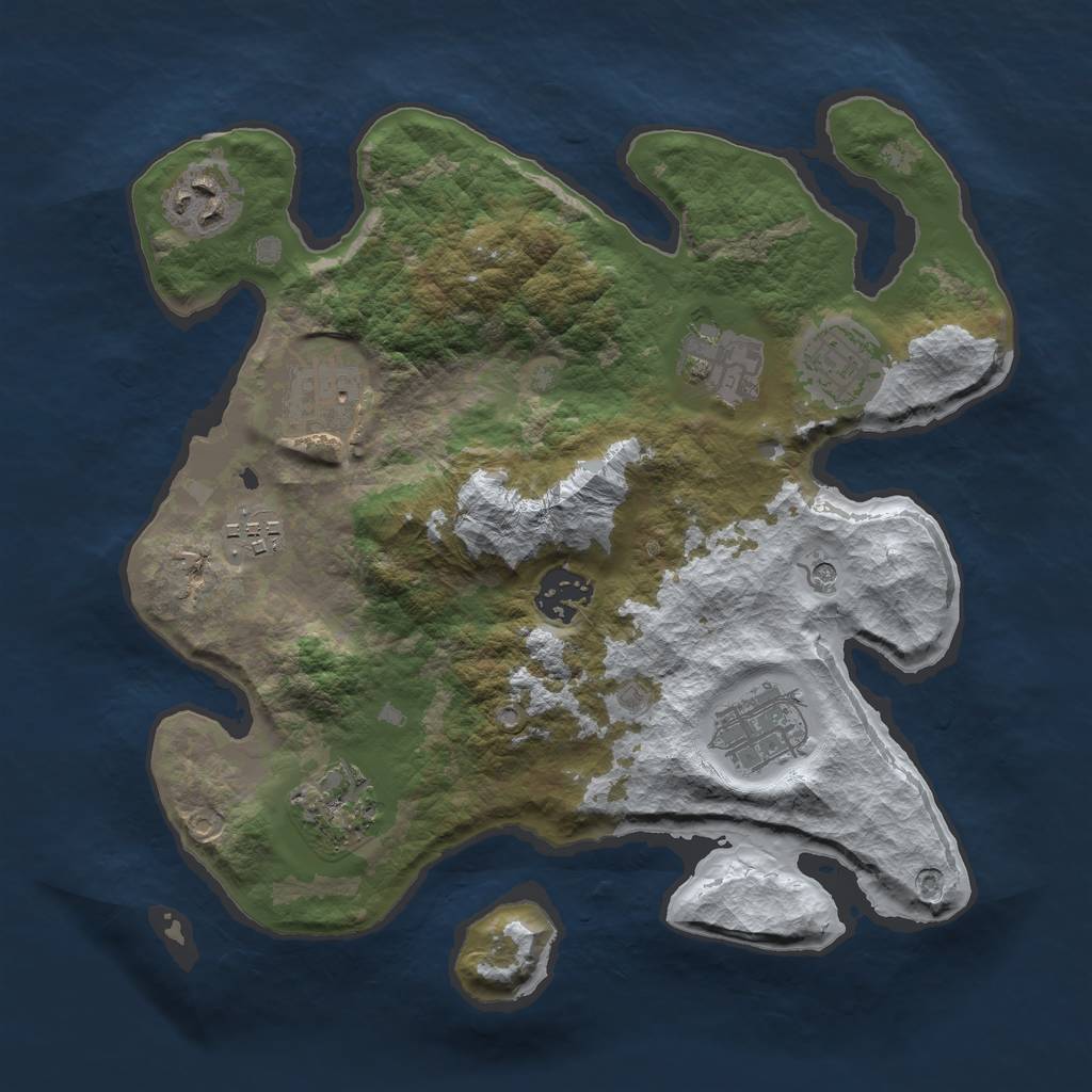 Rust Map: Barren, Size: 3000, Seed: 26895337, 11 Monuments