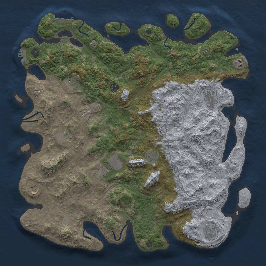 Rust Map: Procedural Map, Size: 4500, Seed: 1289046429, 19 Monuments