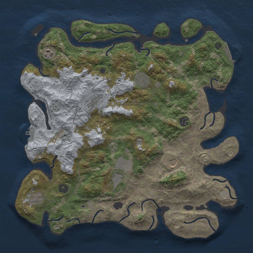 Rust Map: Procedural Map, Size: 4000, Seed: 717778114, 17 Monuments