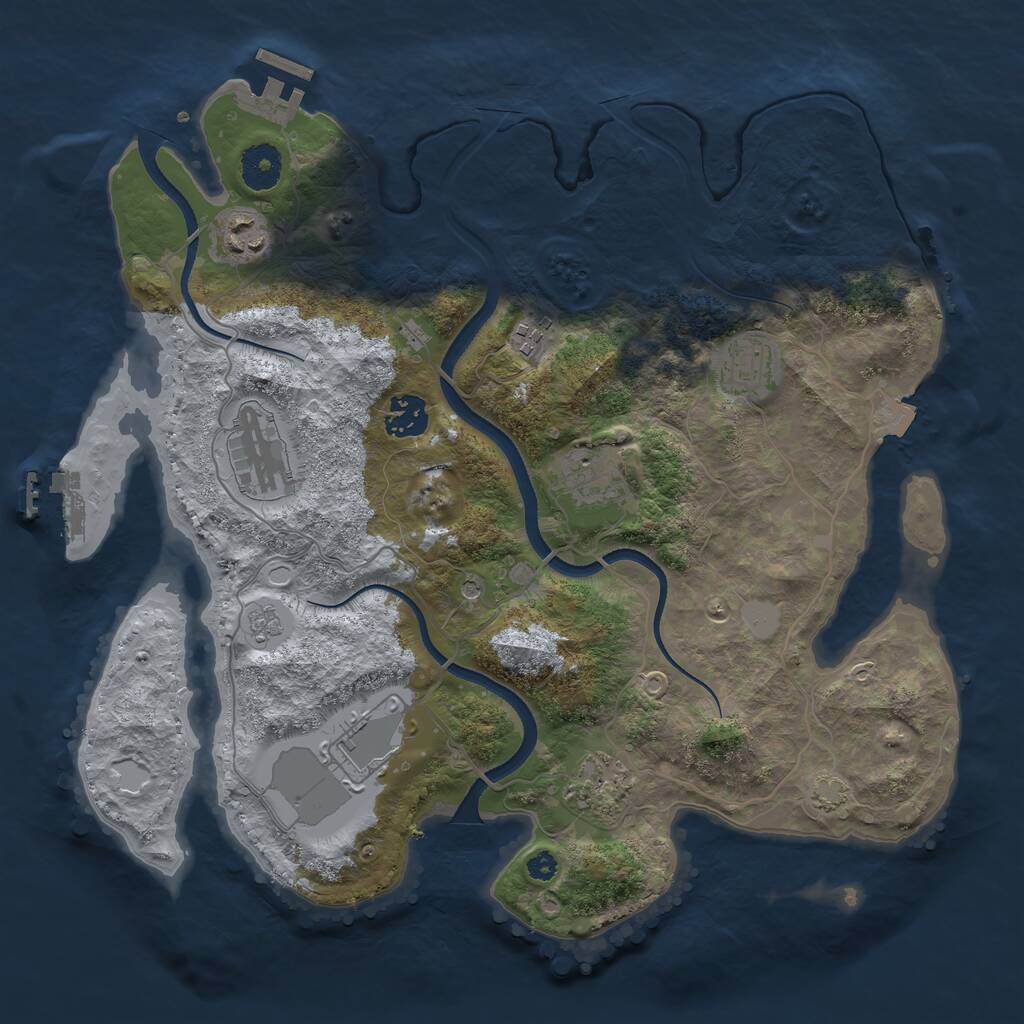 Rust Map: Procedural Map, Size: 3500, Seed: 834444, 14 Monuments