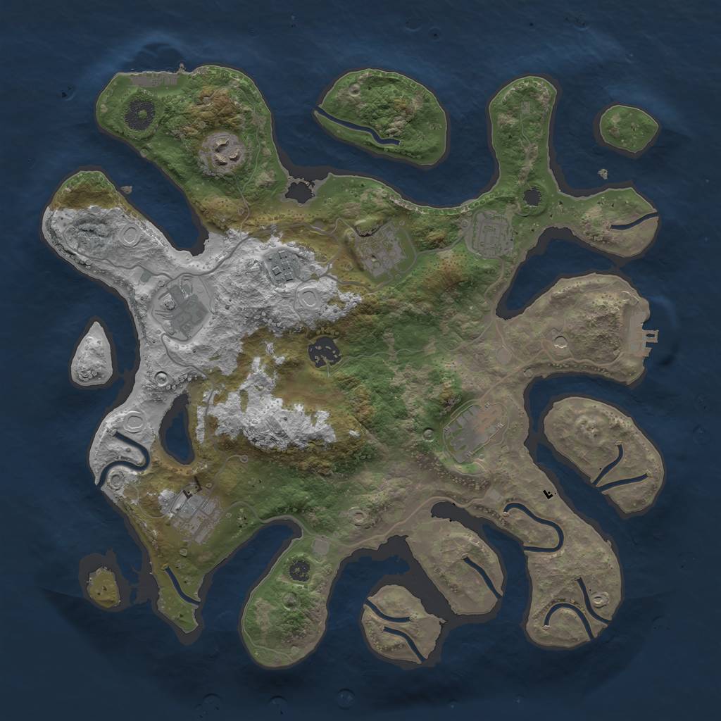 Rust Map: Procedural Map, Size: 3499, Seed: 91, 16 Monuments
