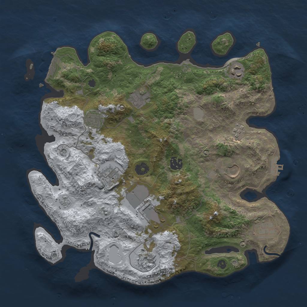 Rust Map: Procedural Map, Size: 3500, Seed: 587860400, 19 Monuments
