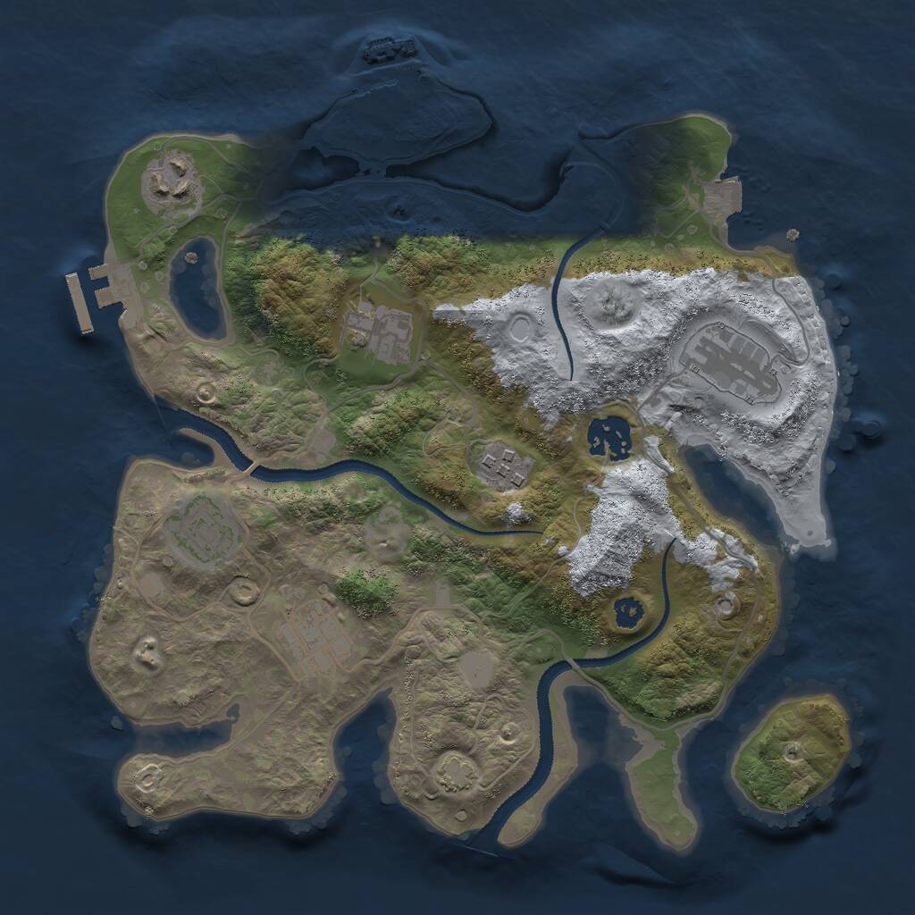 Rust Map: Procedural Map, Size: 3000, Seed: 1293664308, 11 Monuments