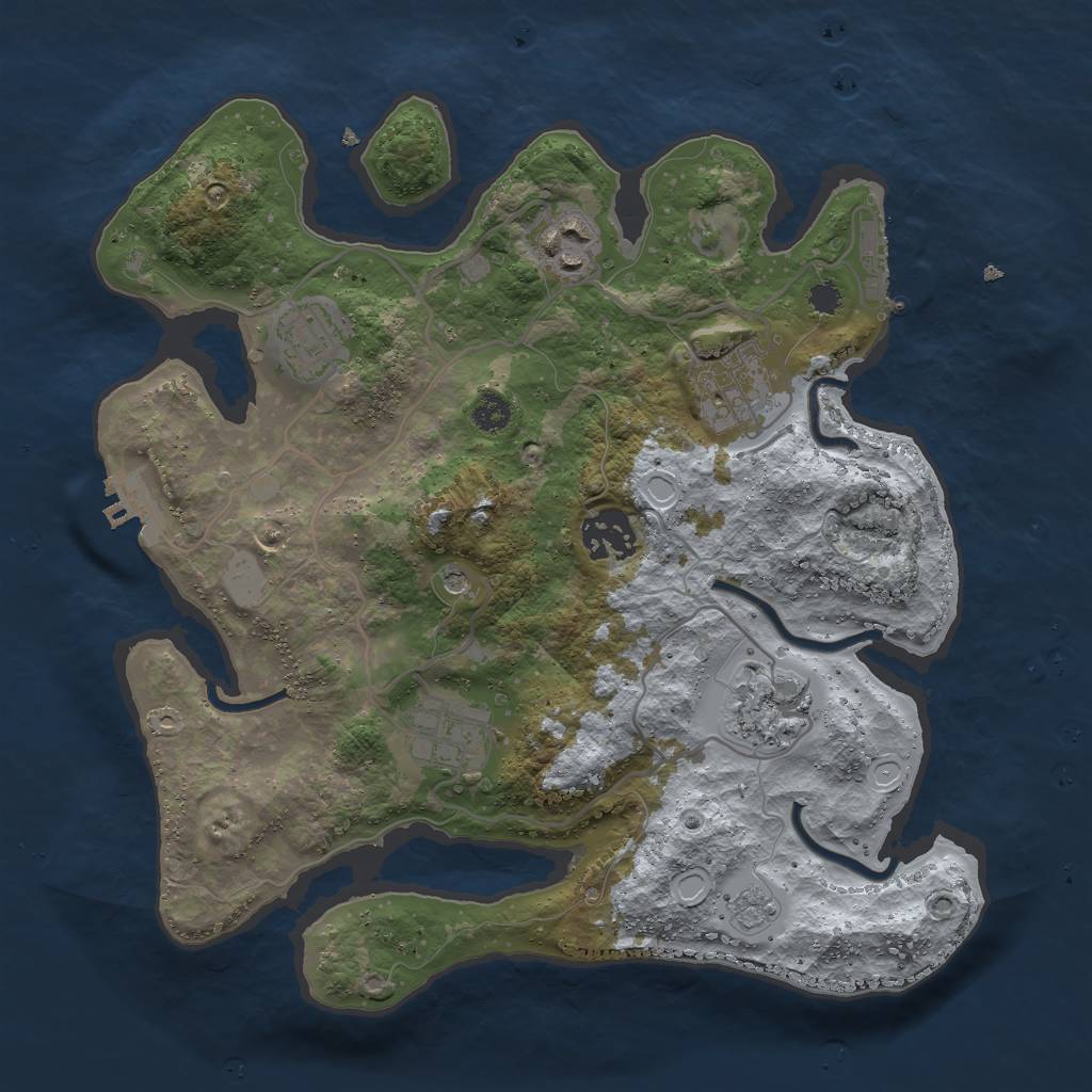 Rust Map: Procedural Map, Size: 3000, Seed: 561, 13 Monuments