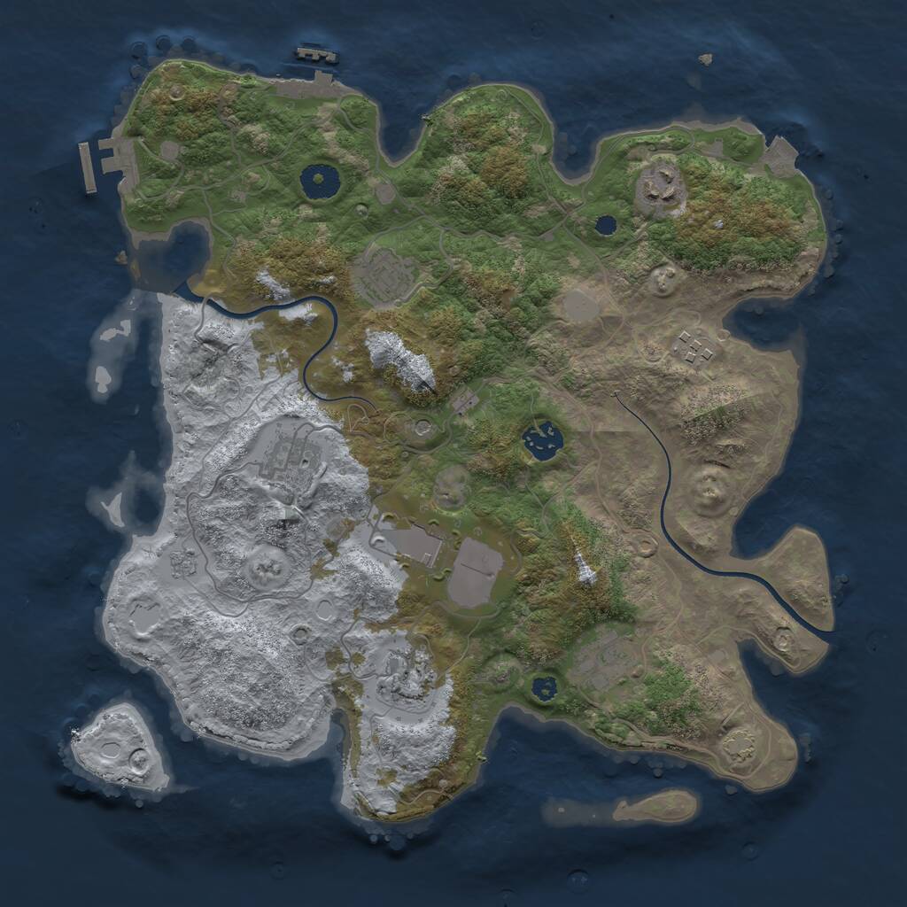 Rust Map: Procedural Map, Size: 3600, Seed: 1879768986, 14 Monuments