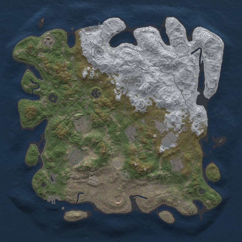 Rust Map: Procedural Map, Size: 4000, Seed: 23847, 19 Monuments