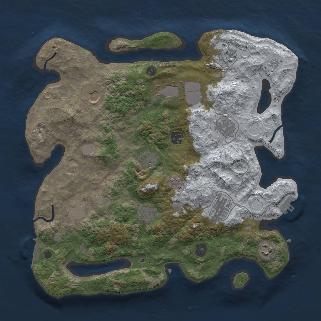 Rust Map: Procedural Map, Size: 3700, Seed: 1916096689, 20 Monuments