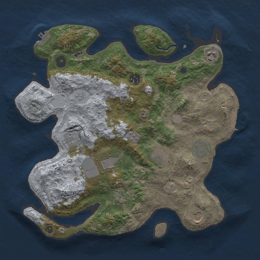 Rust Map: Procedural Map, Size: 3500, Seed: 2131025117, 18 Monuments