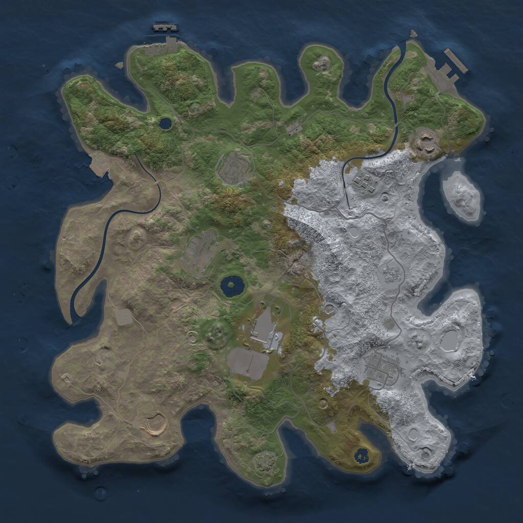 Rust Map: Procedural Map, Size: 3500, Seed: 1452550216, 13 Monuments