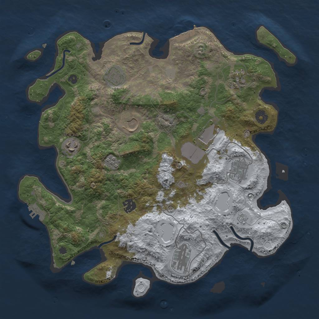 Rust Map: Procedural Map, Size: 3600, Seed: 1803978941, 18 Monuments