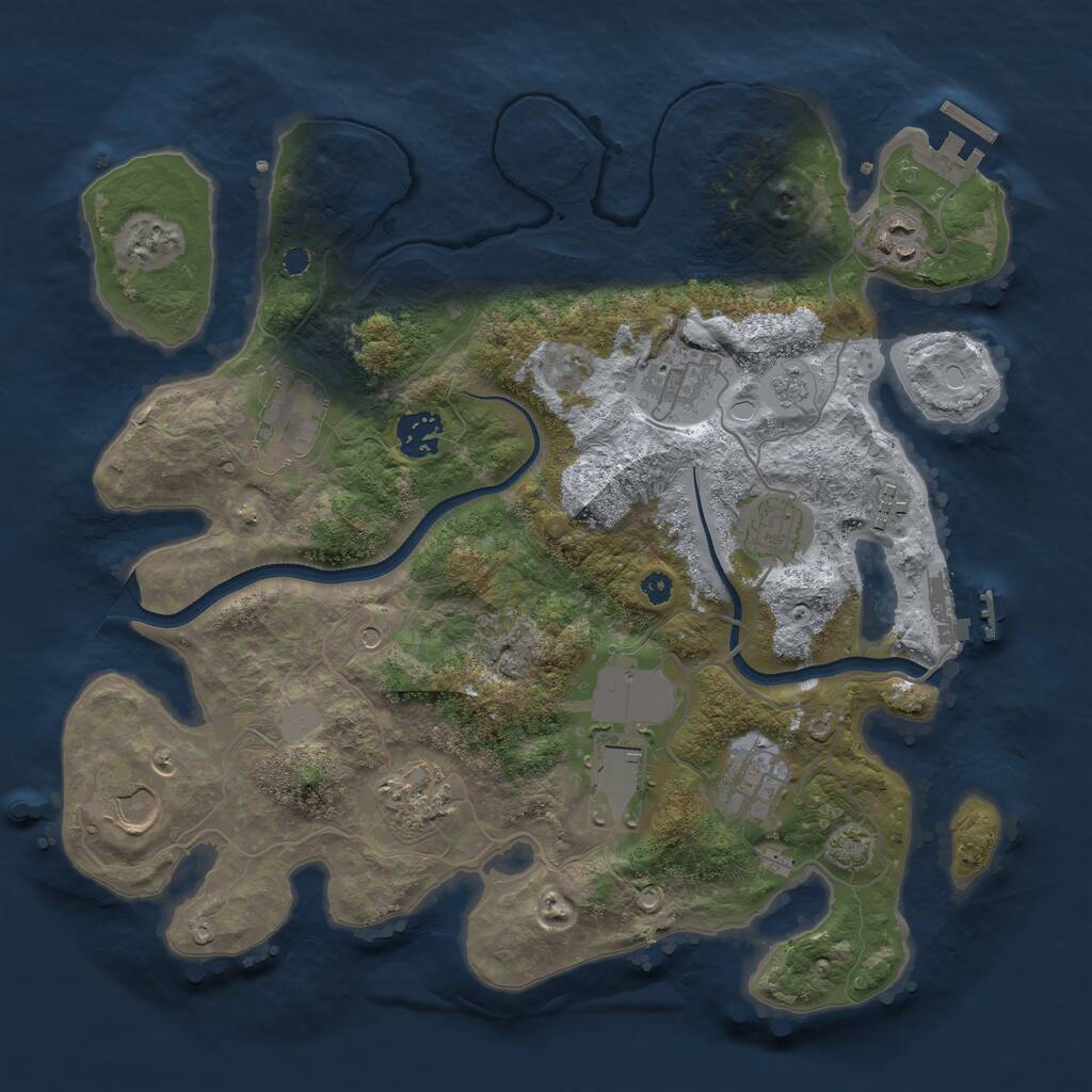 Rust Map: Procedural Map, Size: 3500, Seed: 129400039, 16 Monuments