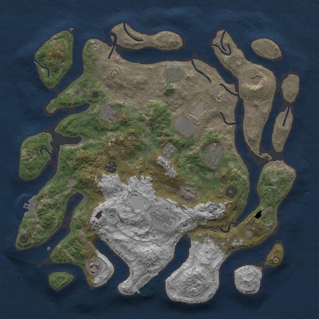 Rust Map: Procedural Map, Size: 4000, Seed: 54937158, 17 Monuments