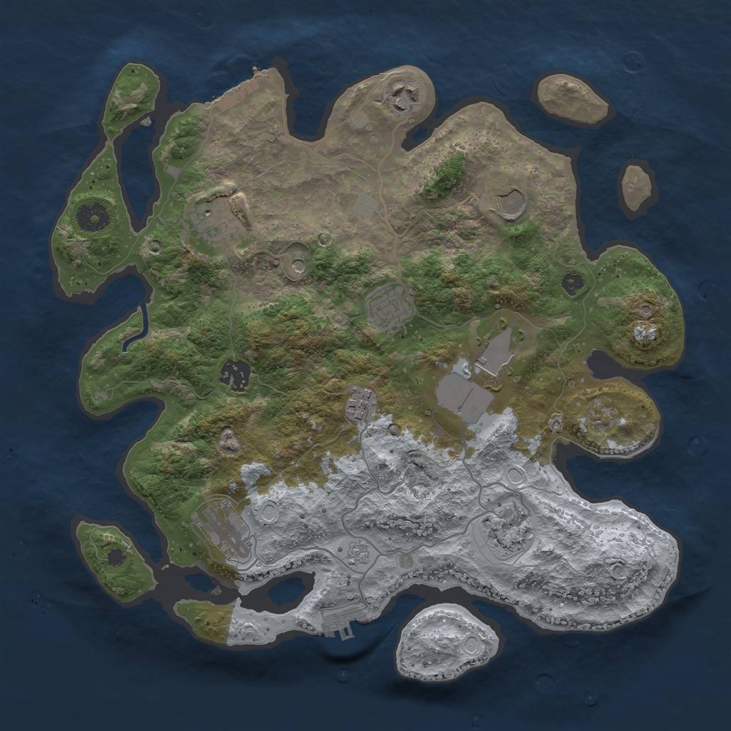 Rust Map: Procedural Map, Size: 3500, Seed: 141341854, 18 Monuments