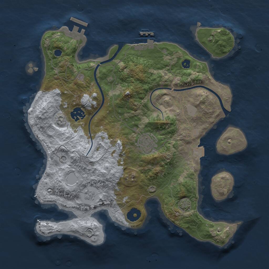 Rust Map: Procedural Map, Size: 3000, Seed: 1879049478, 8 Monuments