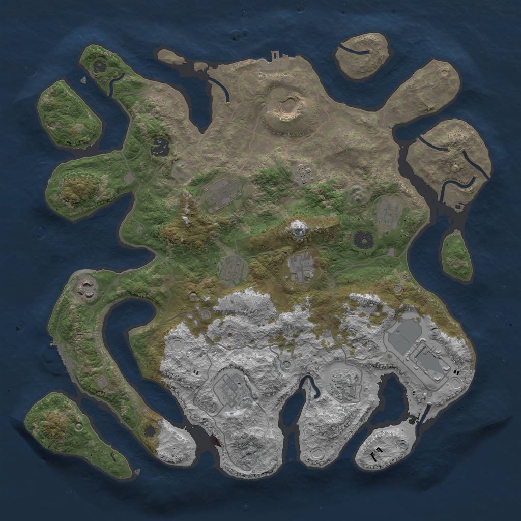Rust Map: Procedural Map, Size: 4000, Seed: 617524550, 19 Monuments