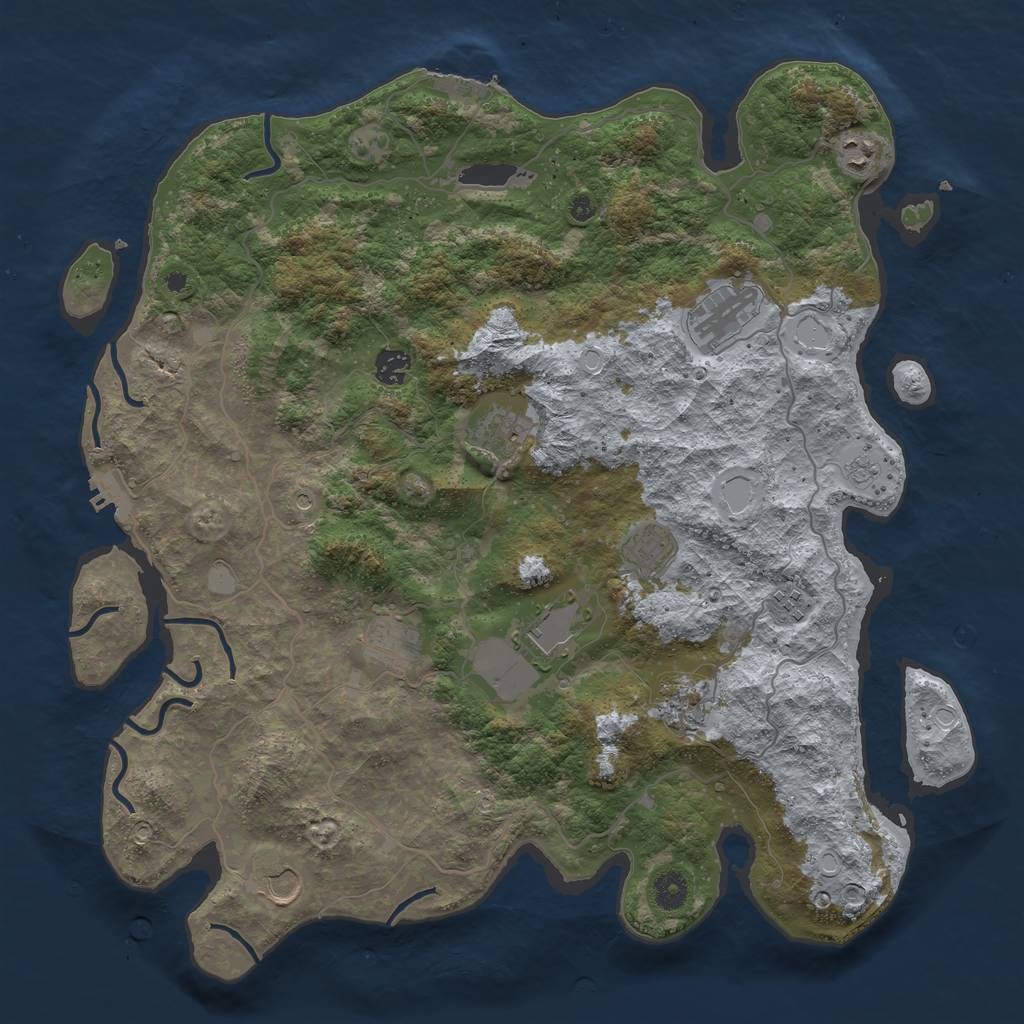 Rust Map: Procedural Map, Size: 4200, Seed: 378896085, 17 Monuments