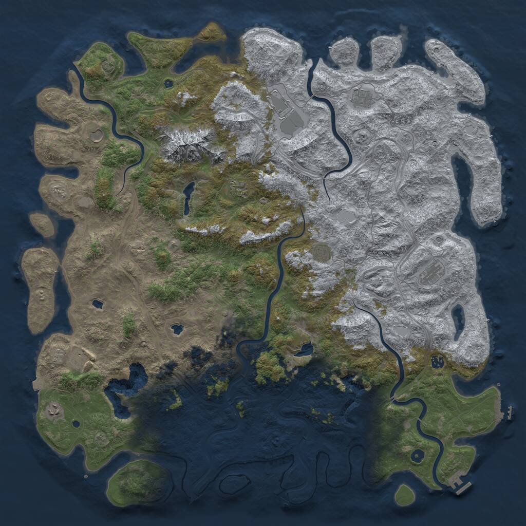 Rust Map: Procedural Map, Size: 6000, Seed: 615301706, 17 Monuments