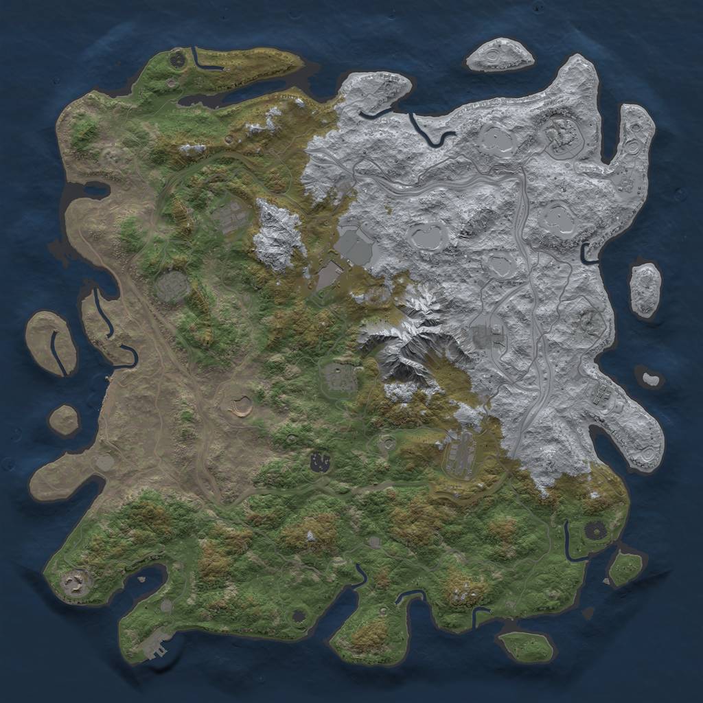 Rust Map: Procedural Map, Size: 5000, Seed: 1357565, 20 Monuments