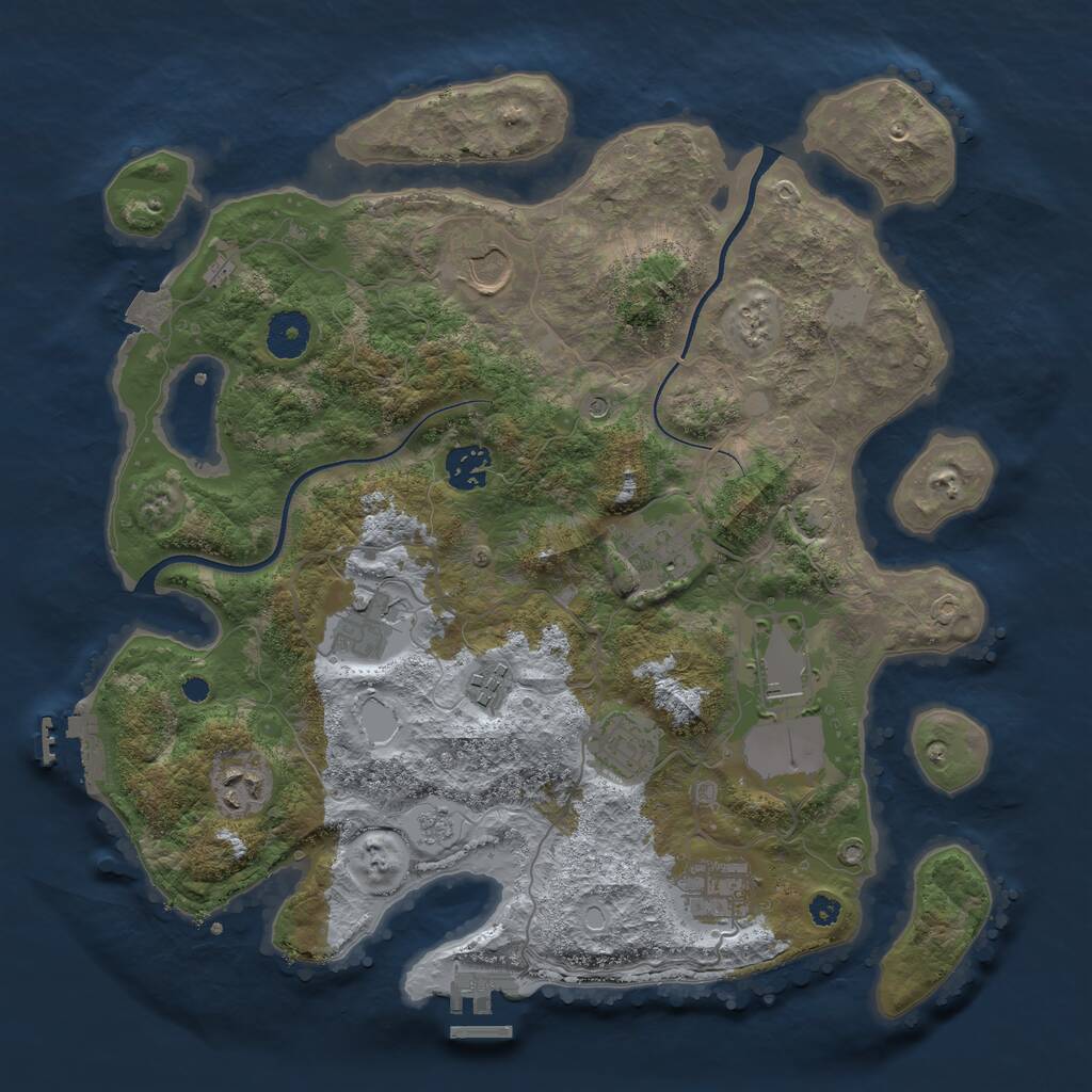 Rust Map: Procedural Map, Size: 3550, Seed: 86876, 15 Monuments