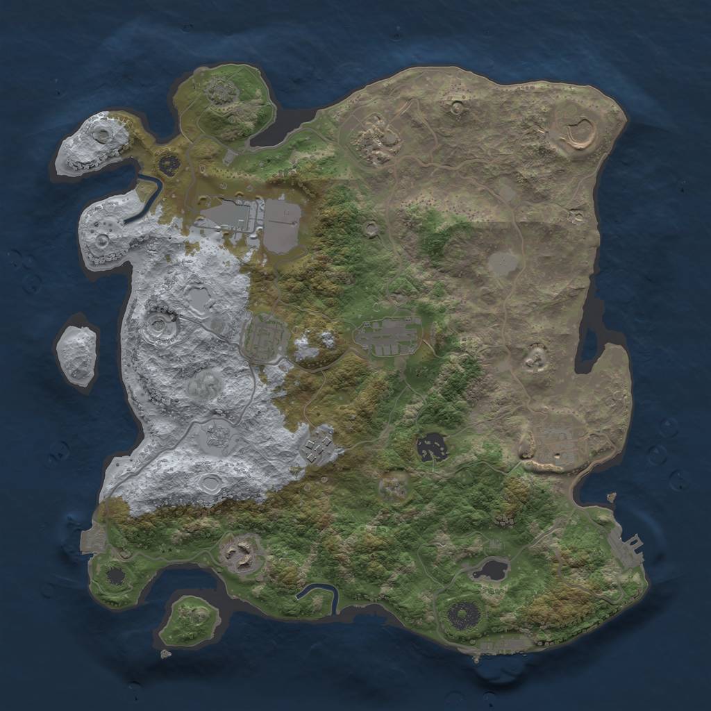Rust Map: Procedural Map, Size: 3500, Seed: 524, 17 Monuments