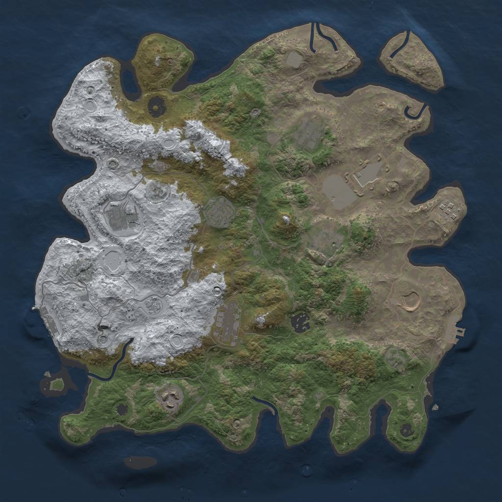 Rust Map: Procedural Map, Size: 3800, Seed: 2066241198, 19 Monuments