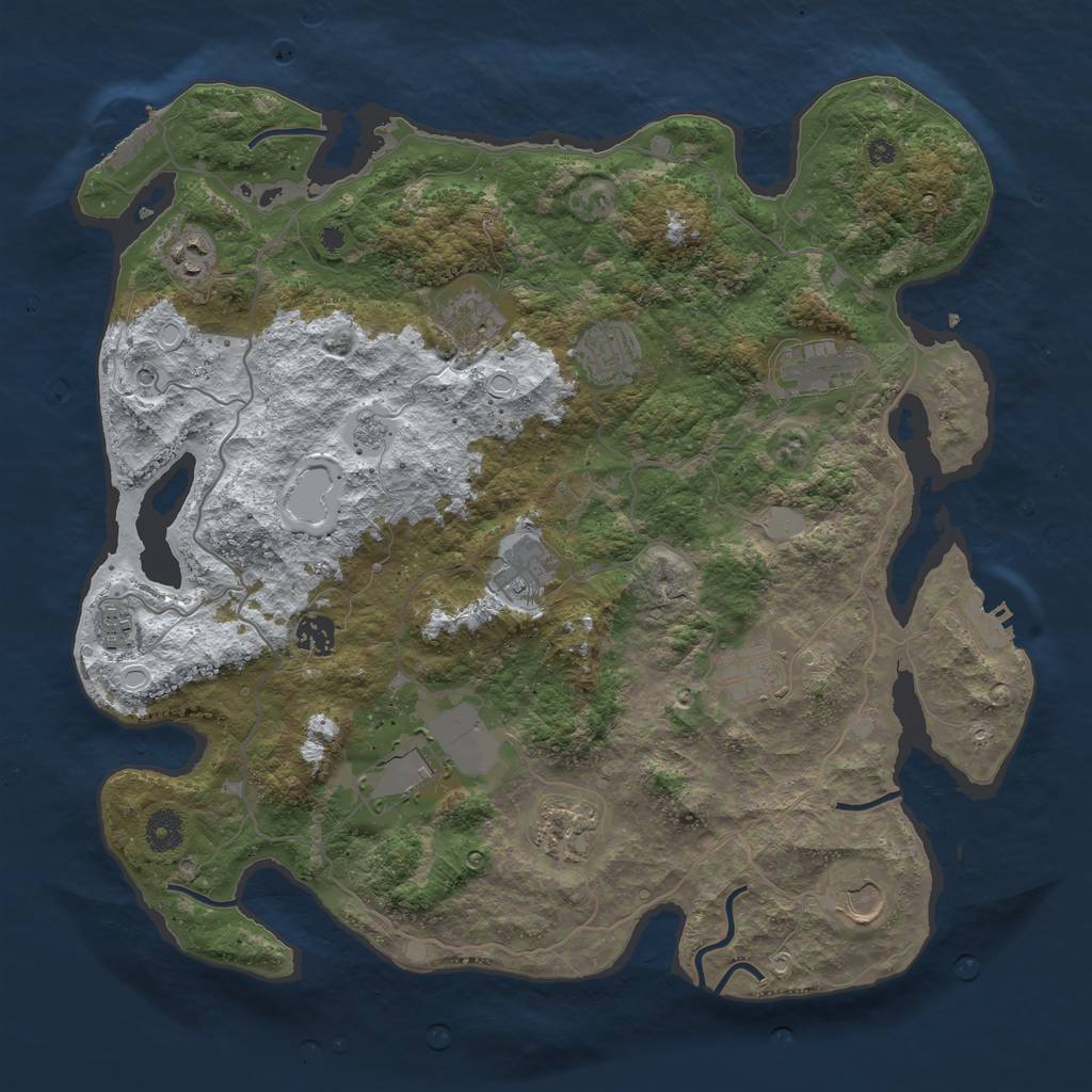 Rust Map: Procedural Map, Size: 4000, Seed: 657841075, 20 Monuments