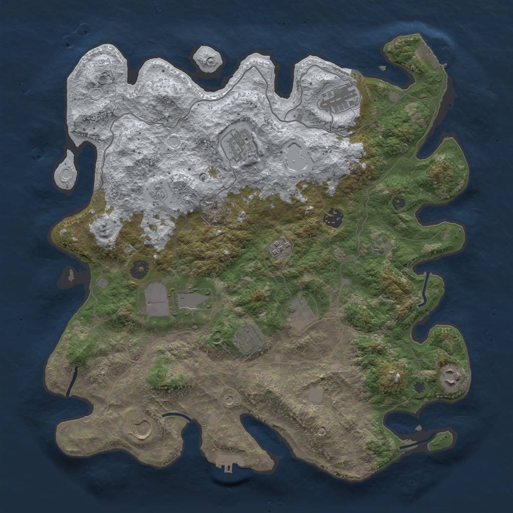 Rust Map: Procedural Map, Size: 4000, Seed: 35678, 18 Monuments