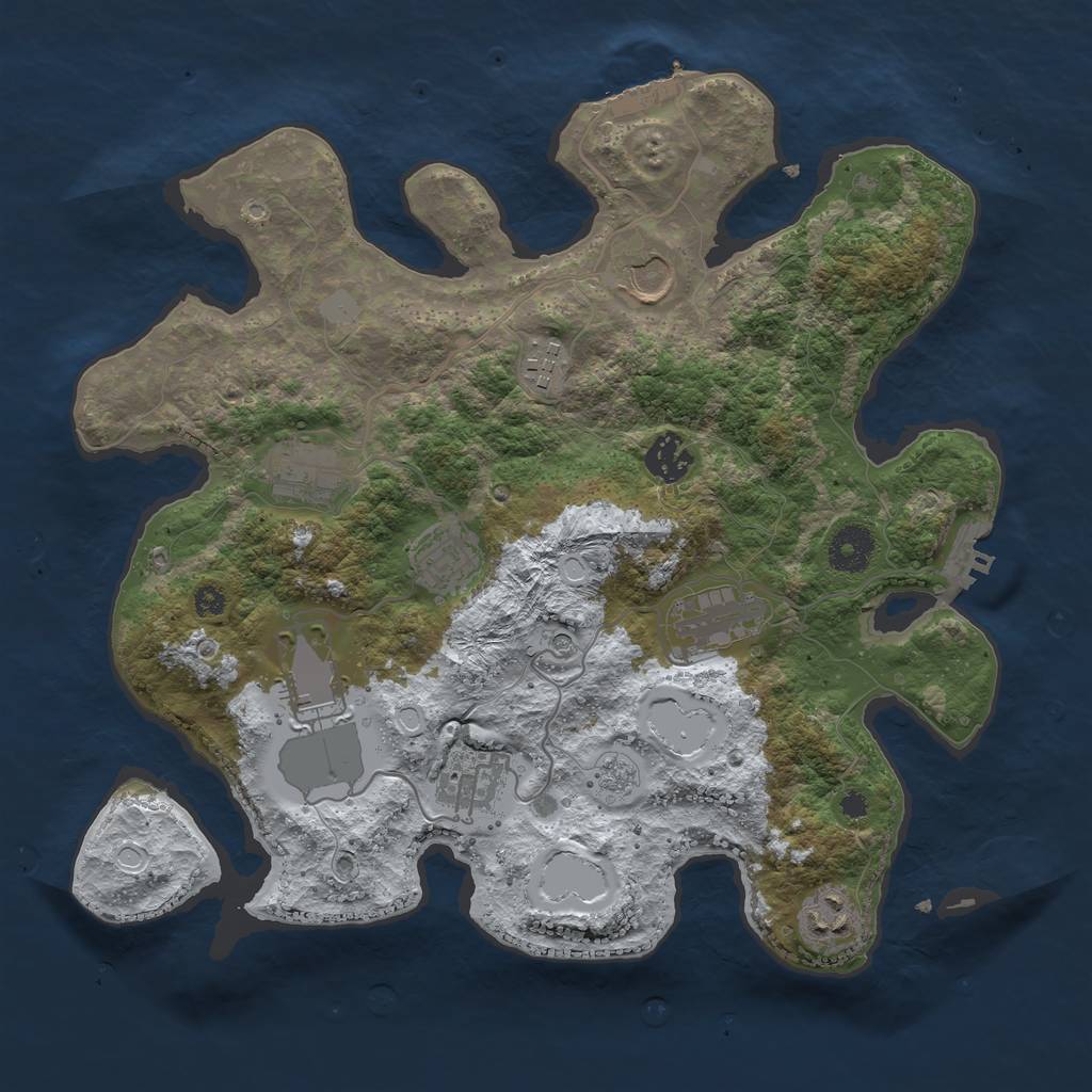 Rust Map: Procedural Map, Size: 3500, Seed: 658893430, 18 Monuments