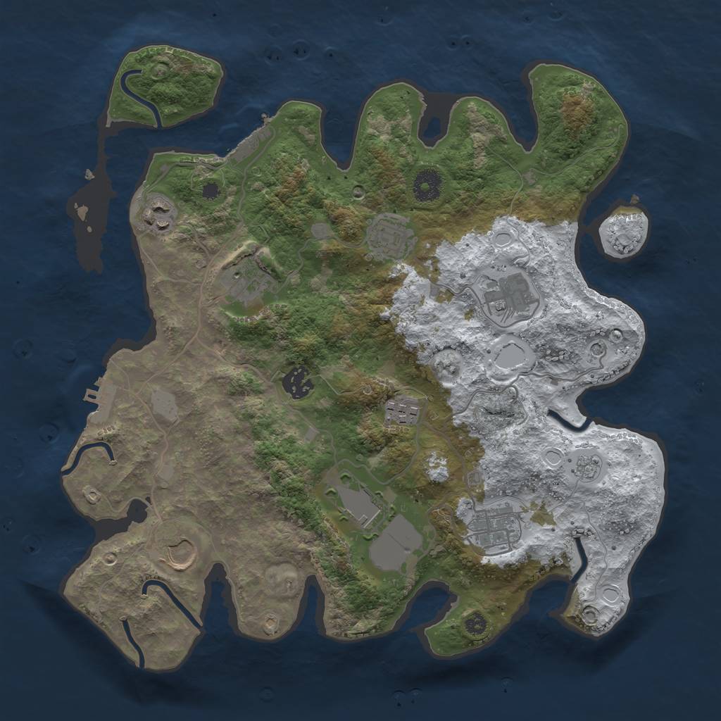 Rust Map: Procedural Map, Size: 3500, Seed: 5433, 18 Monuments