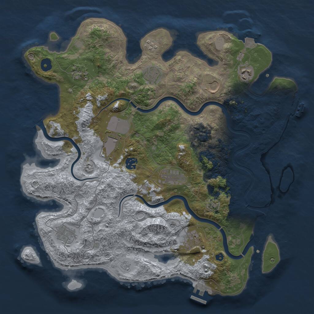 Rust Map: Procedural Map, Size: 3850, Seed: 570548318, 16 Monuments