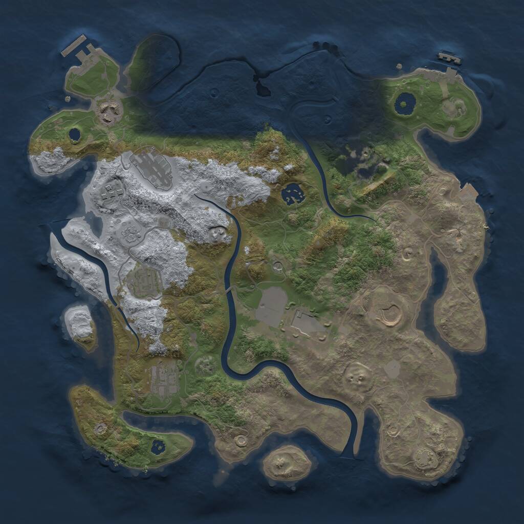 Rust Map: Procedural Map, Size: 3600, Seed: 1085005101, 15 Monuments