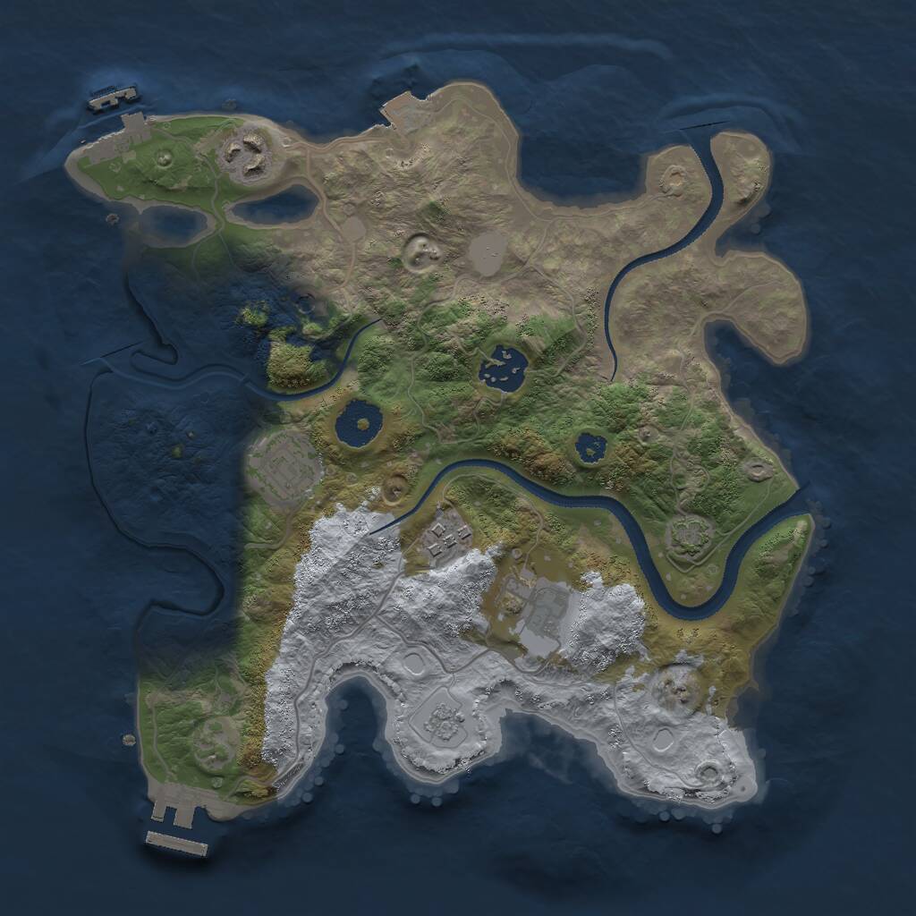 Rust Map: Procedural Map, Size: 3000, Seed: 1130093503, 11 Monuments