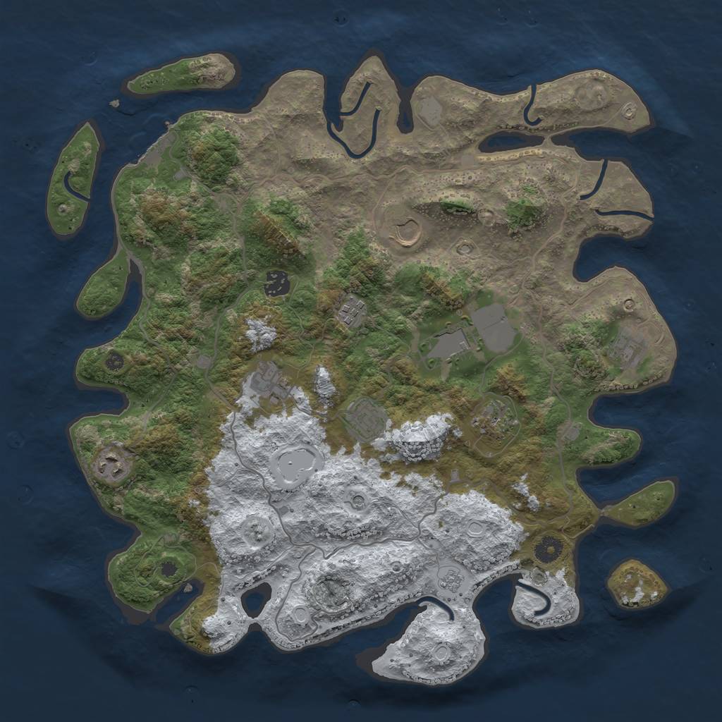 Rust Map: Procedural Map, Size: 4000, Seed: 24811, 17 Monuments