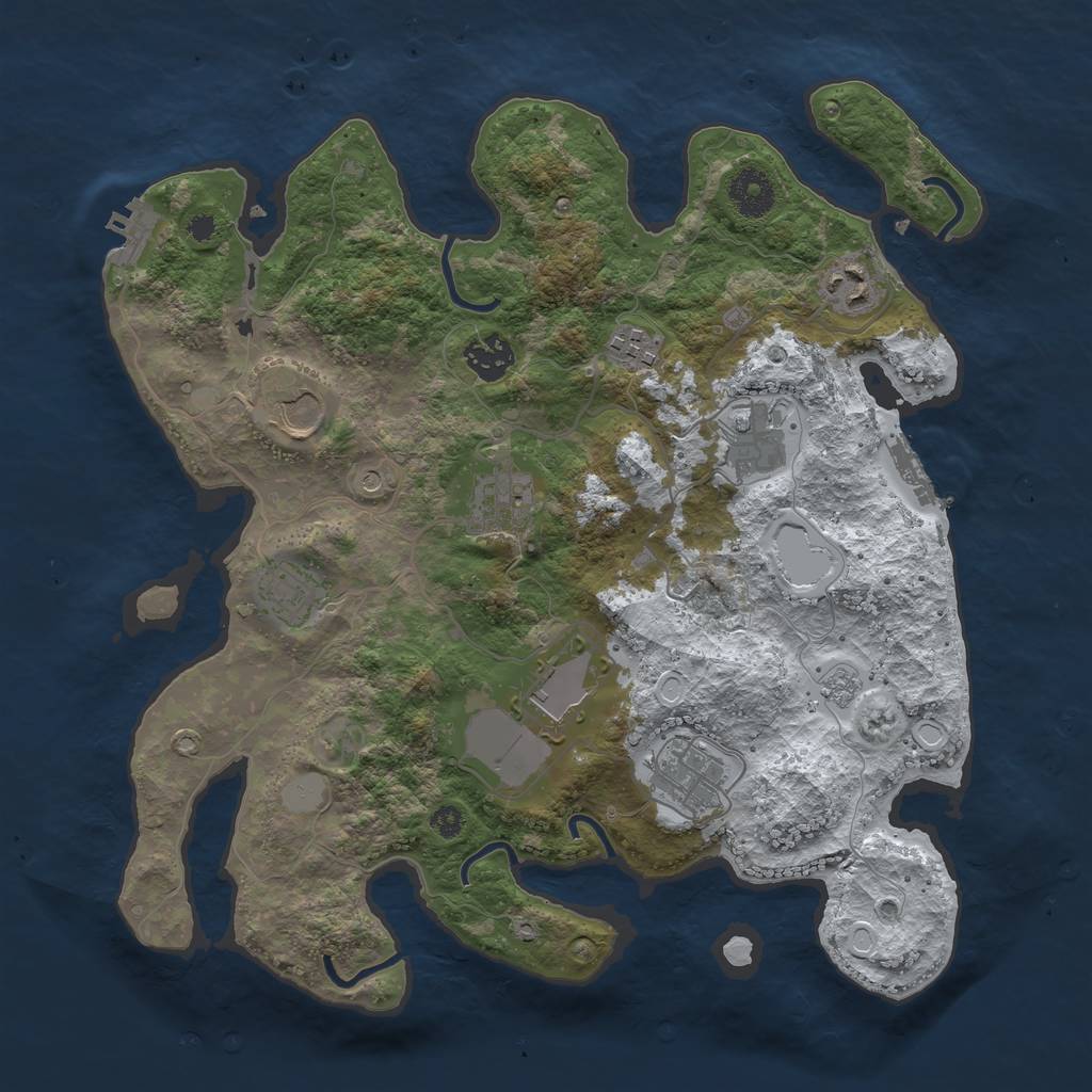 Rust Map: Procedural Map, Size: 3500, Seed: 5198895, 18 Monuments