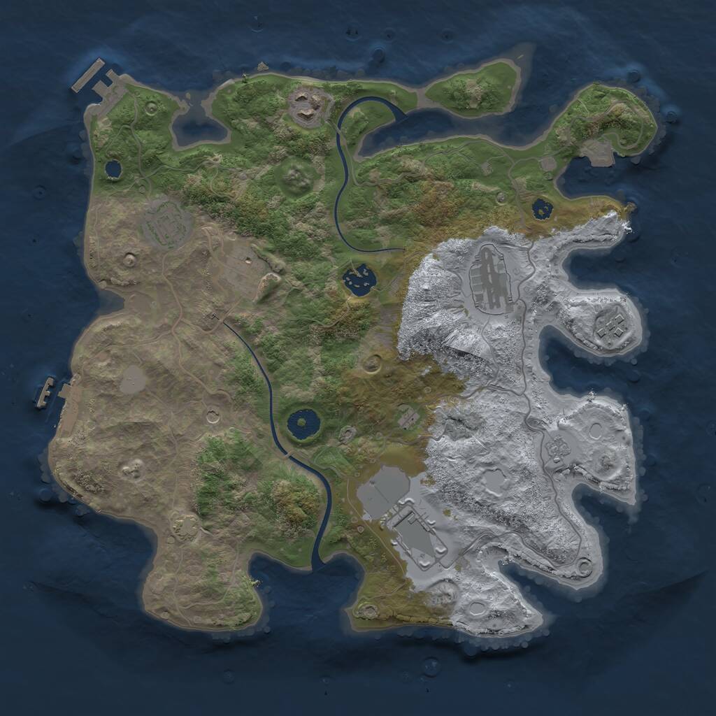 Rust Map: Procedural Map, Size: 3500, Seed: 21344, 13 Monuments