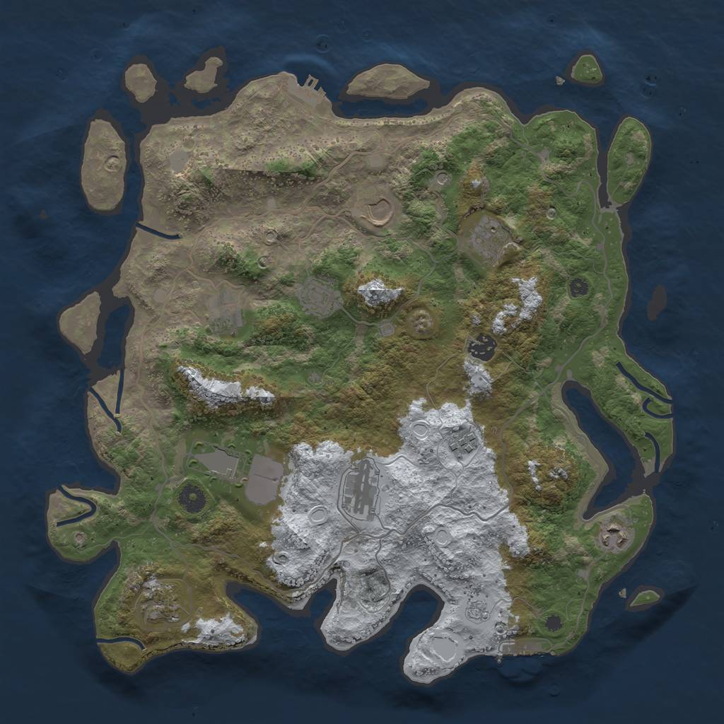 Rust Map: Procedural Map, Size: 4000, Seed: 16542, 19 Monuments
