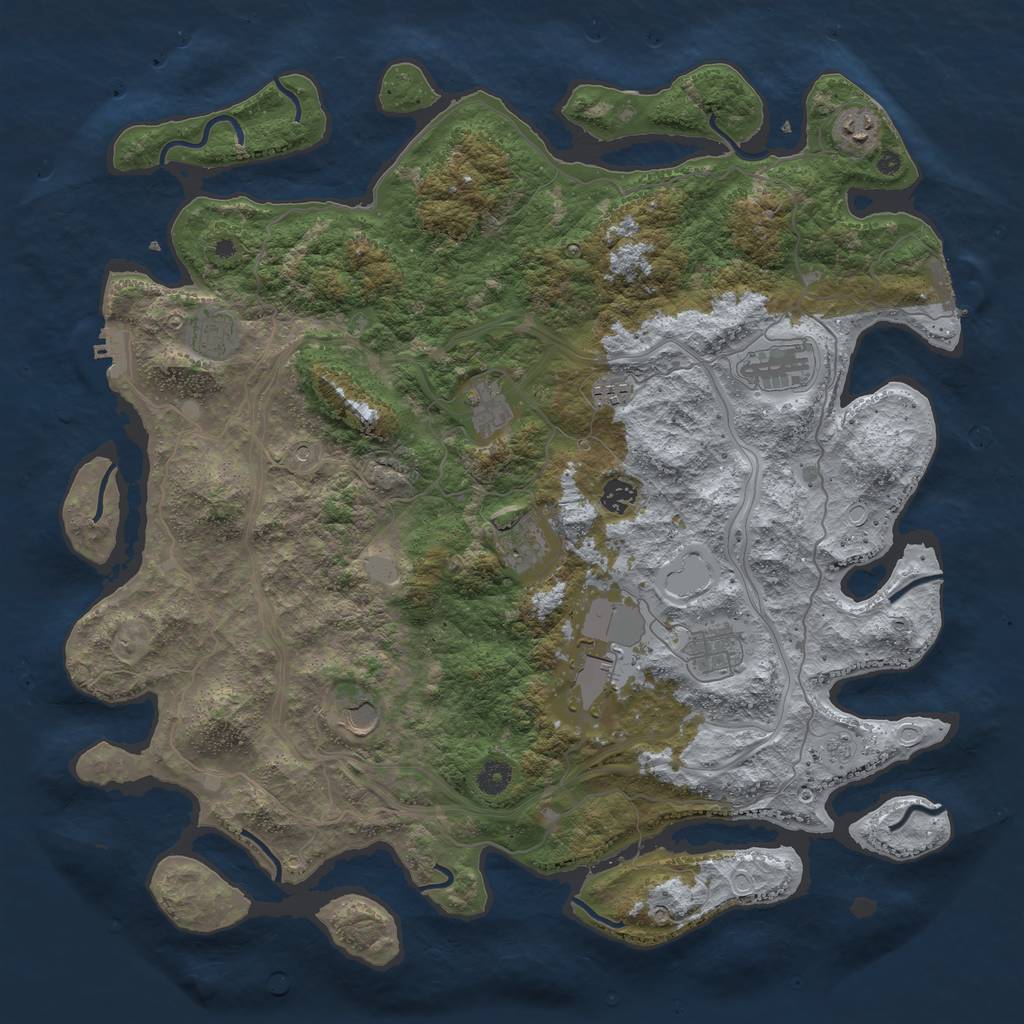 Rust Map: Procedural Map, Size: 4500, Seed: 3445567, 19 Monuments