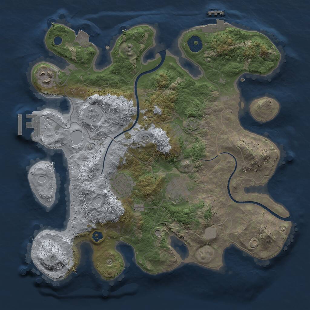 Rust Map: Procedural Map, Size: 3000, Seed: 408954, 9 Monuments