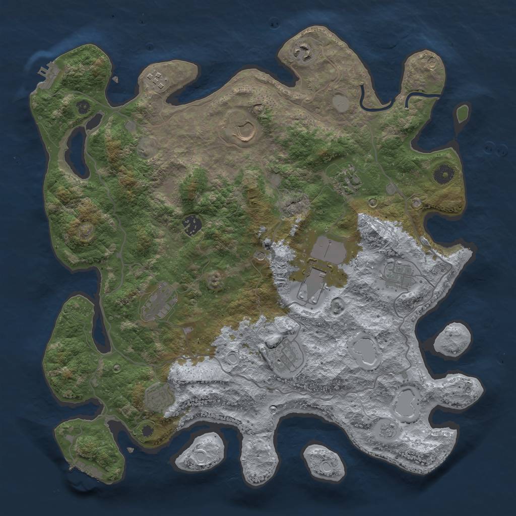 Rust Map: Procedural Map, Size: 4000, Seed: 1113438132, 17 Monuments