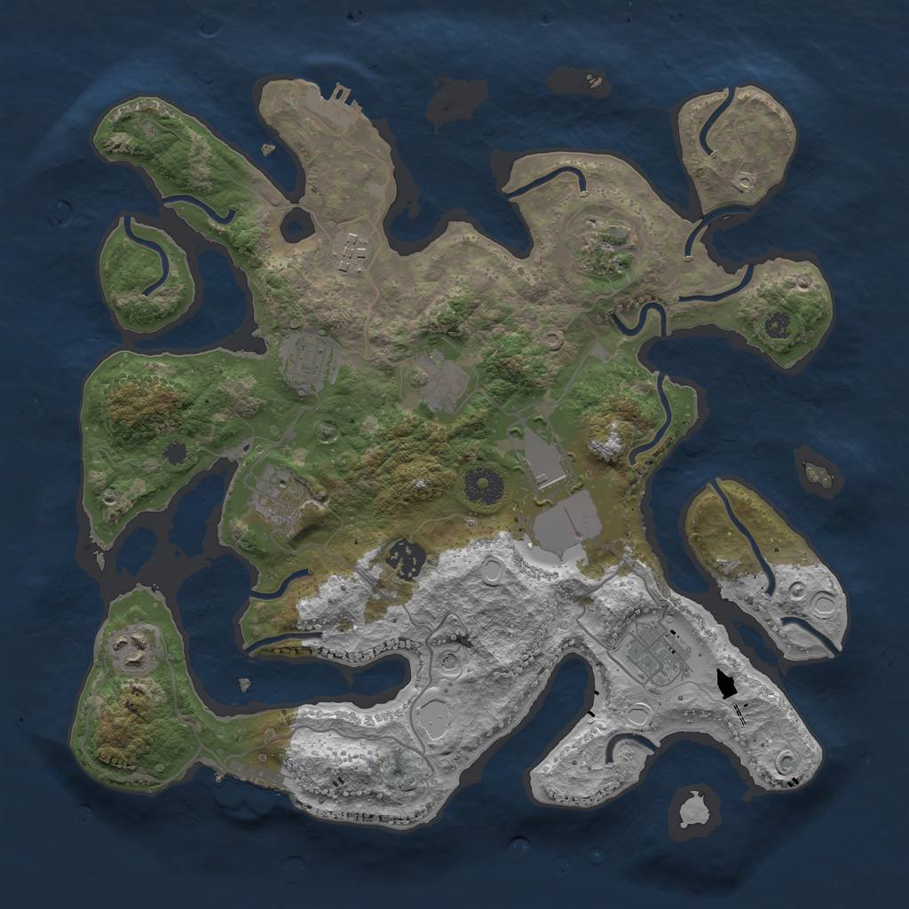 Rust Map: Procedural Map, Size: 3500, Seed: 2204, 17 Monuments