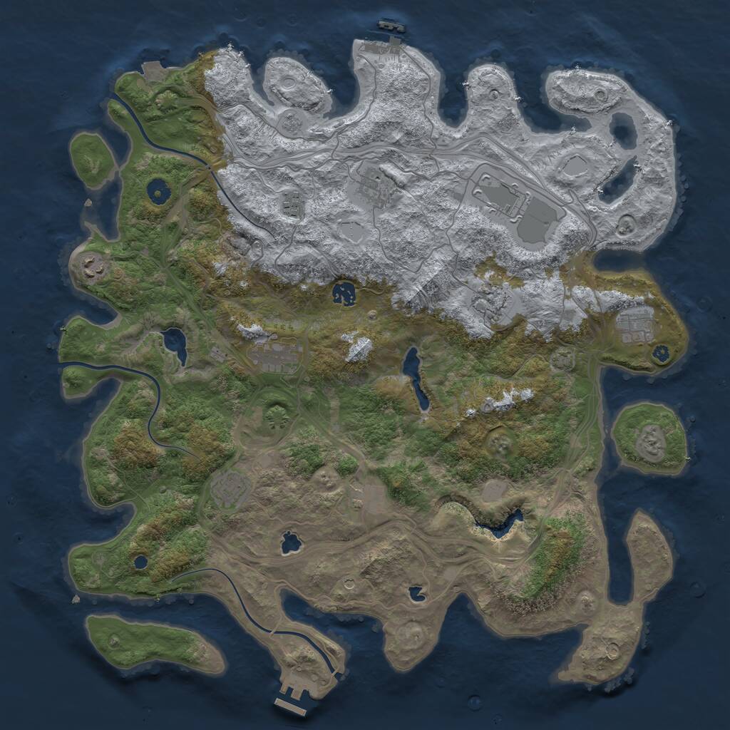 Rust Map: Procedural Map, Size: 4500, Seed: 108673548, 16 Monuments
