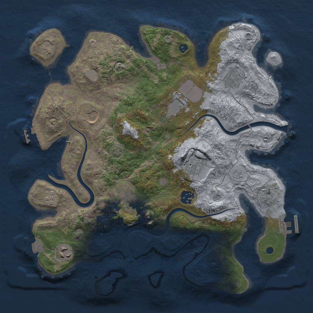 Rust Map: Procedural Map, Size: 3500, Seed: 4538980, 14 Monuments