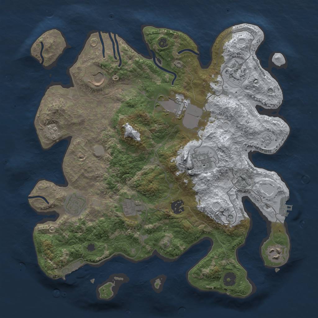 Rust Map: Procedural Map, Size: 3500, Seed: 4538980, 18 Monuments