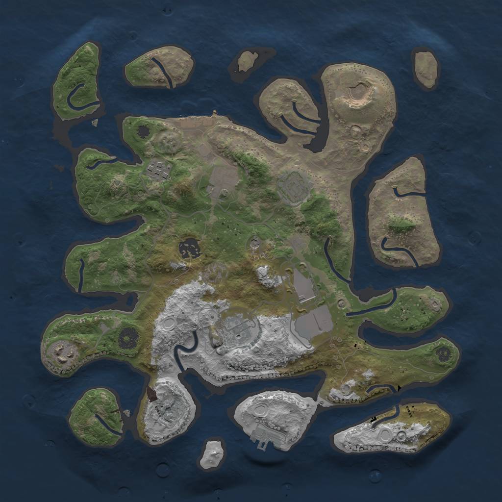 Rust Map: Procedural Map, Size: 3500, Seed: 4261340, 16 Monuments