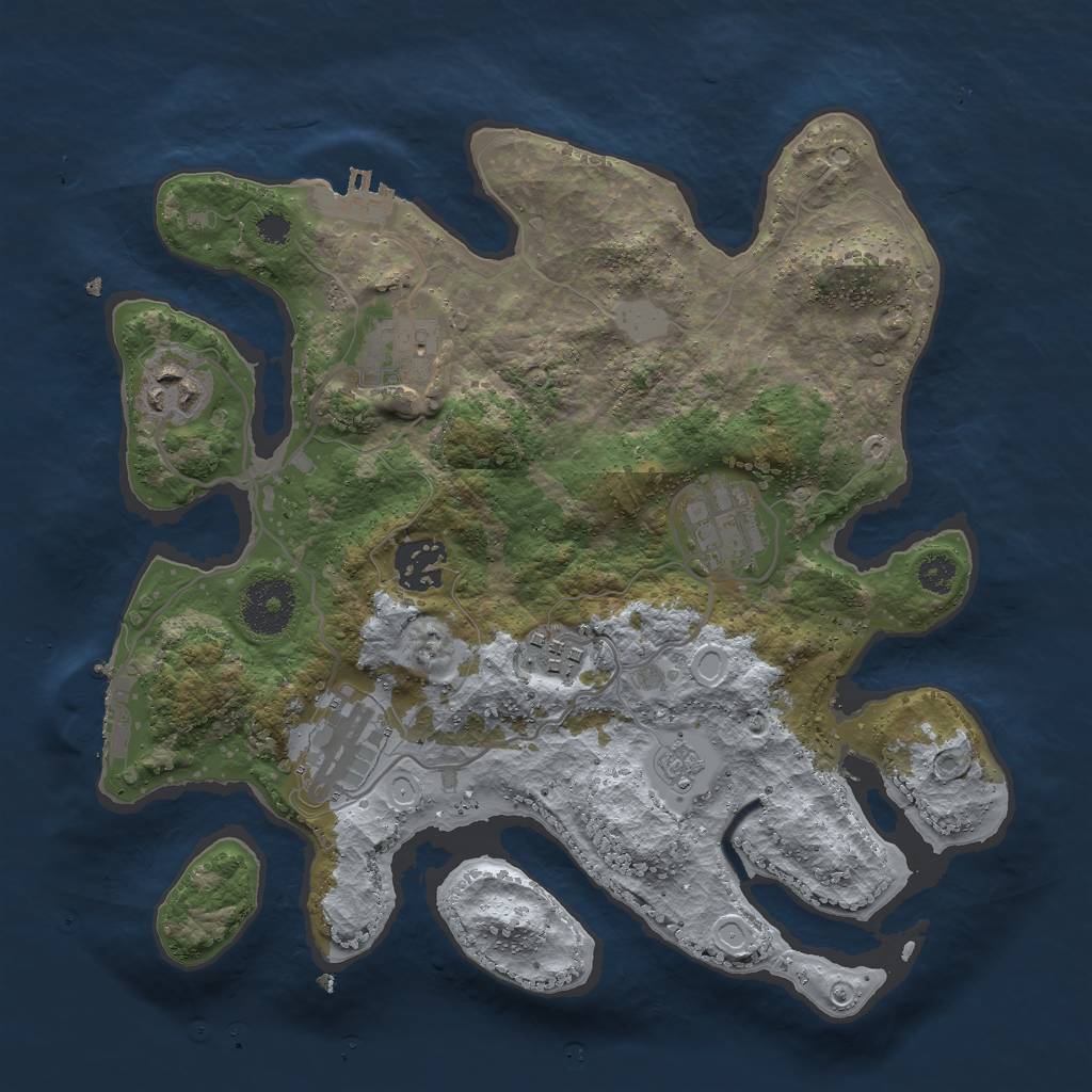 Rust Map: Procedural Map, Size: 3000, Seed: 7896, 12 Monuments
