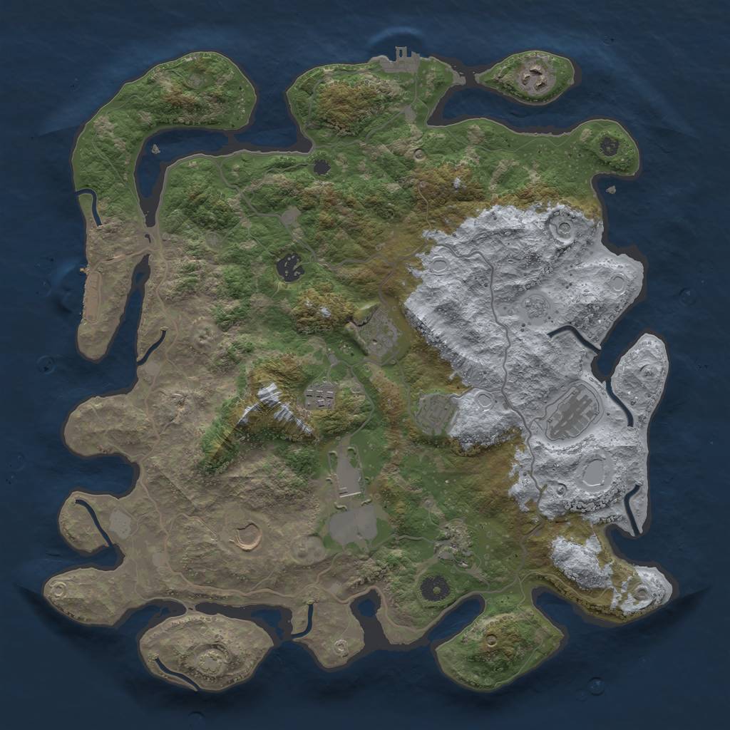Rust Map: Procedural Map, Size: 4000, Seed: 1300394398, 17 Monuments