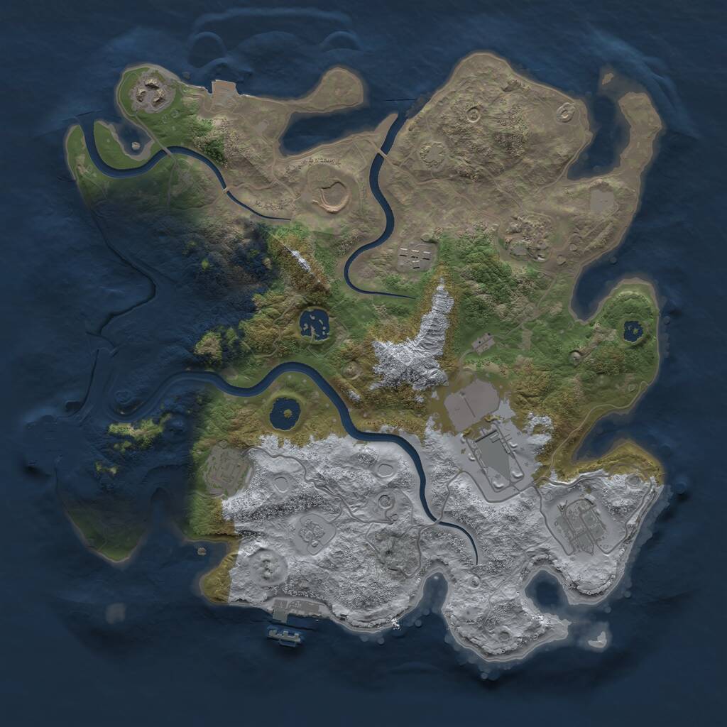 Rust Map: Procedural Map, Size: 3500, Seed: 1234367, 14 Monuments