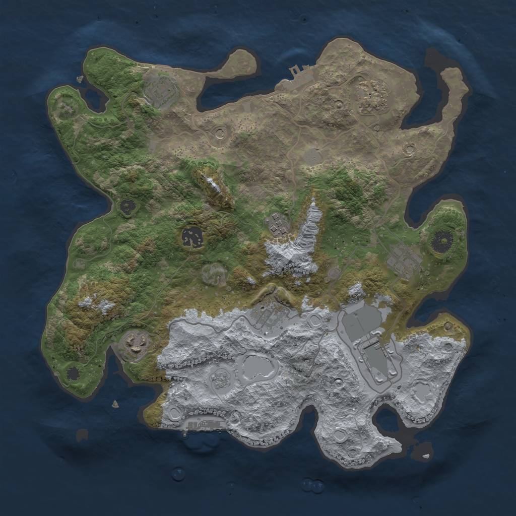 Rust Map: Procedural Map, Size: 3500, Seed: 1234367, 17 Monuments