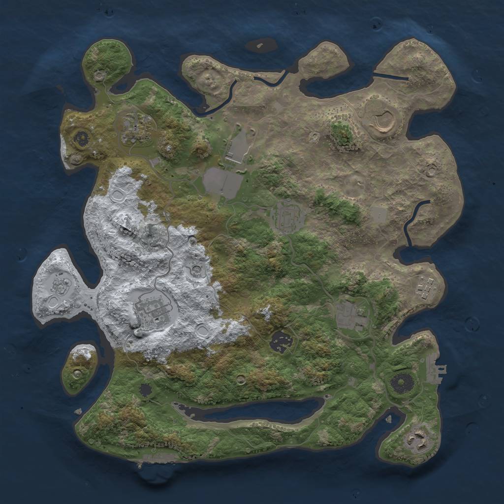 Rust Map: Procedural Map, Size: 3500, Seed: 236628839, 18 Monuments